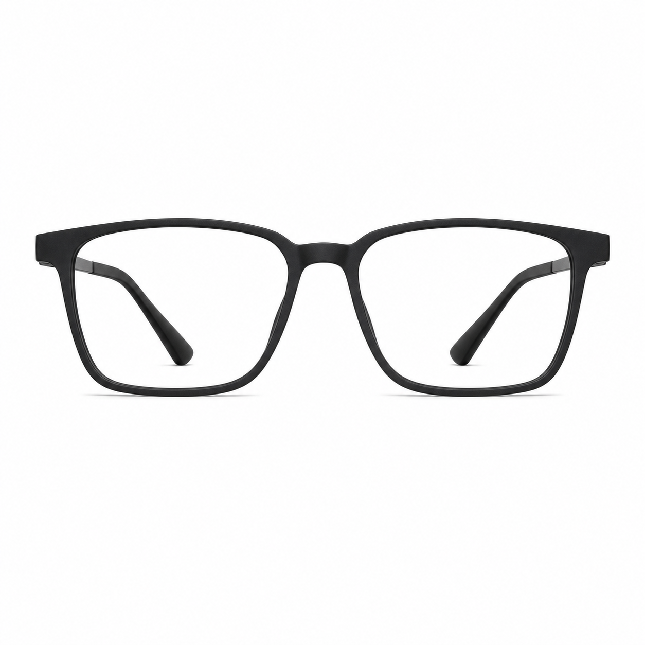 Black ultra-light pure titanium full-rim glasses, front product view