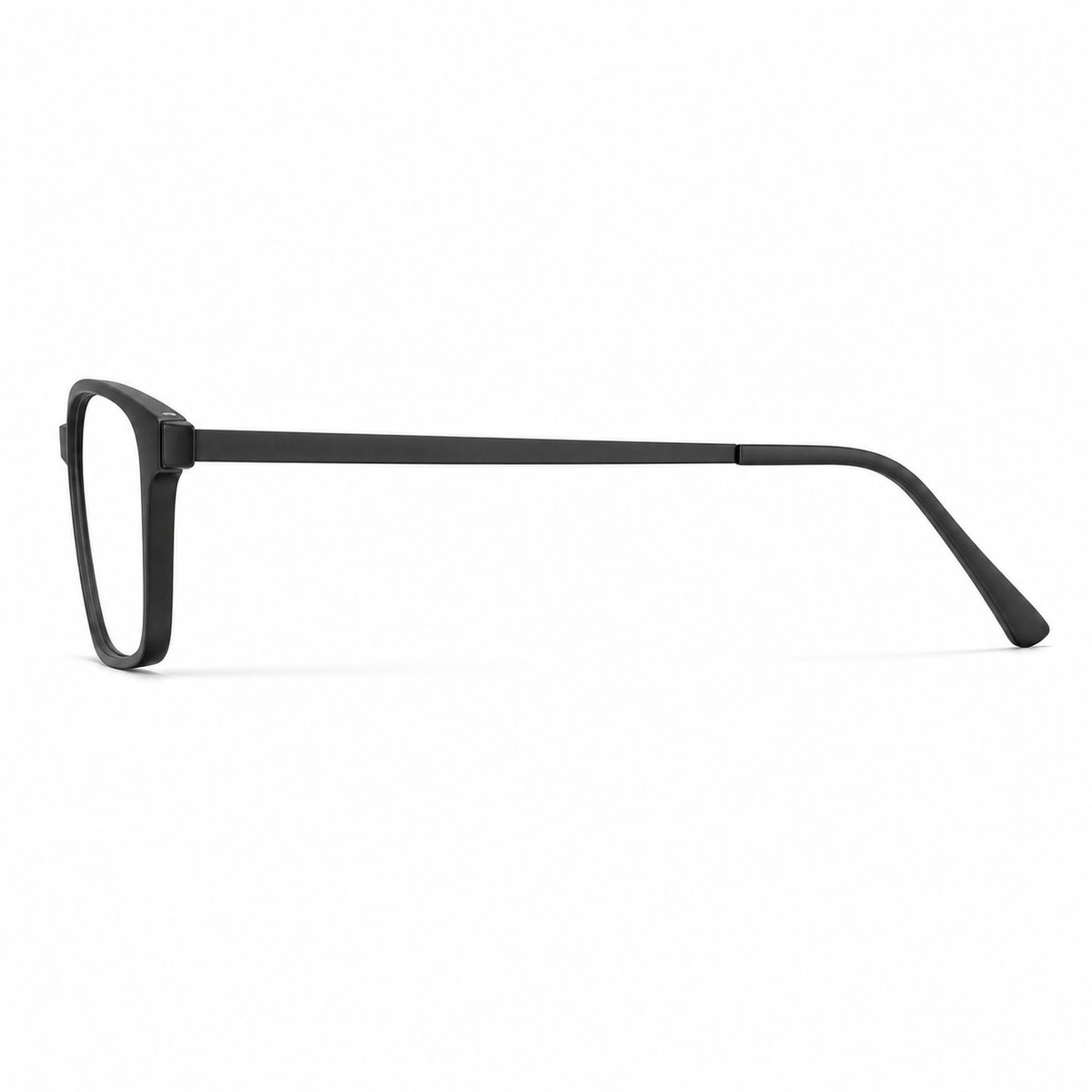 Black ultra-light pure titanium full-rim glasses, side and temple product view