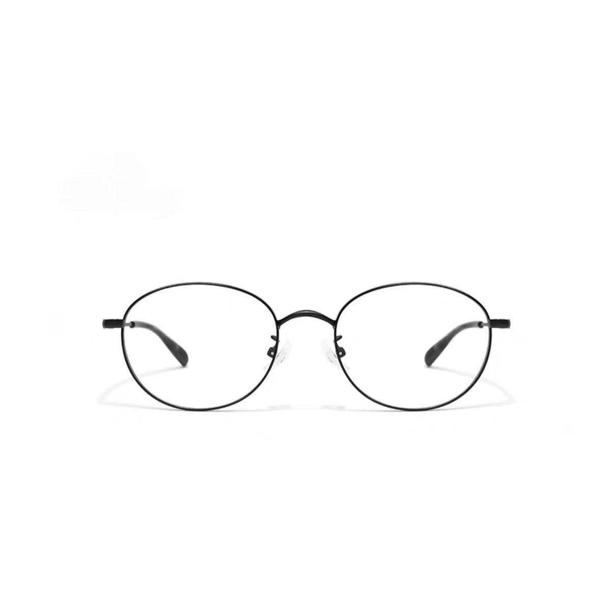 Black thin-wire oval full-rim glasses, front product view