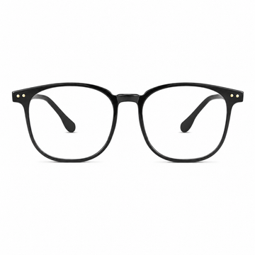 Black unisex ultra-light TR90 softened-square full-rim glasses, front product view