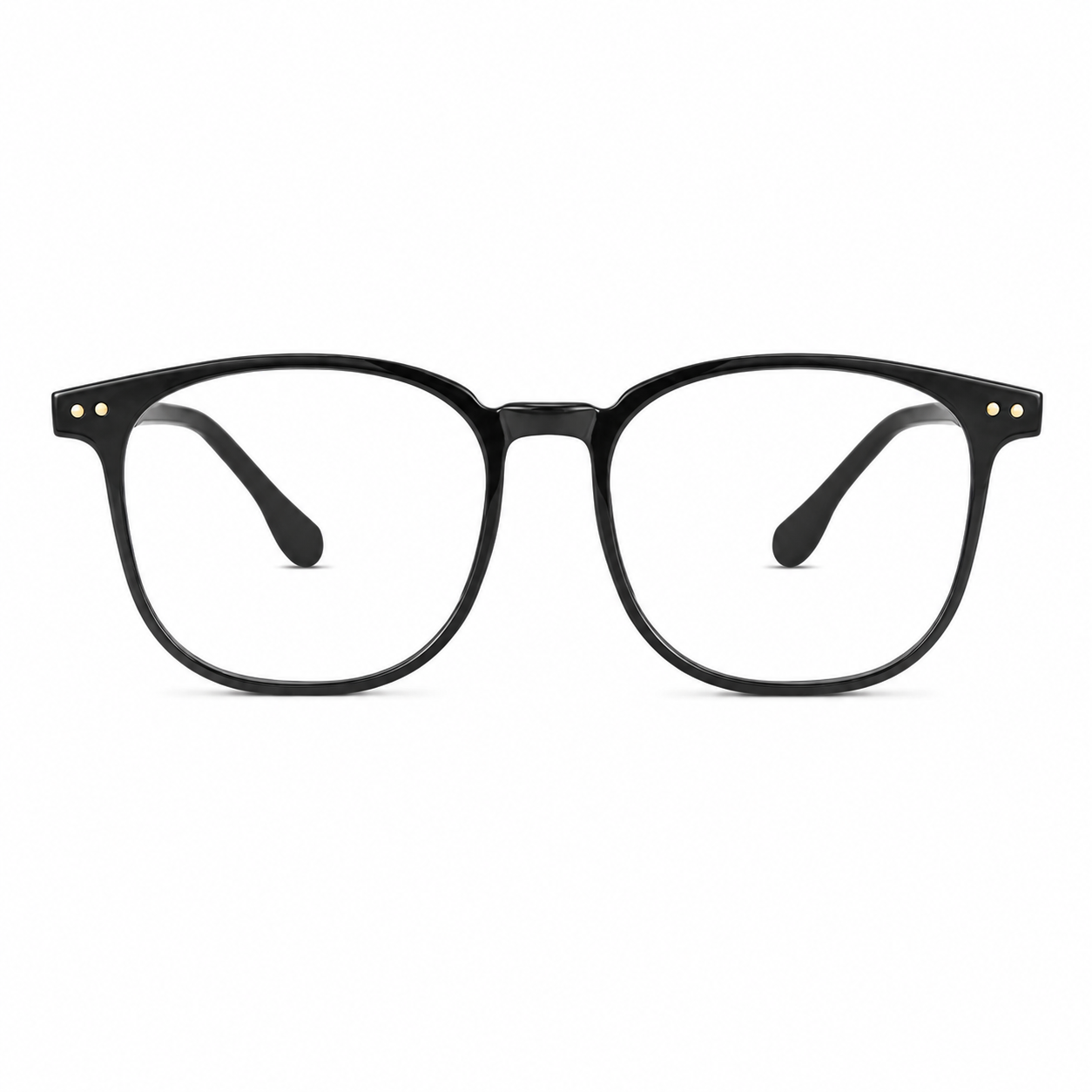 Black unisex ultra-light TR90 softened-square full-rim glasses, front product view