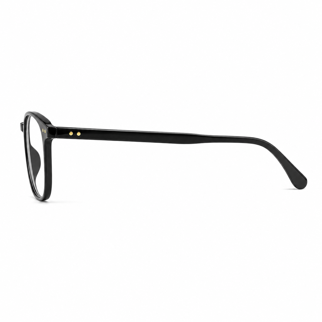 Black unisex ultra-light TR90 softened-square full-rim glasses, side-profile product view