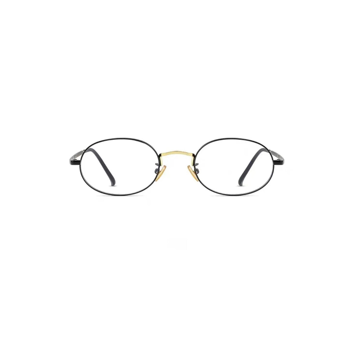 Black retro small-fit oval full-rim glasses, front product view