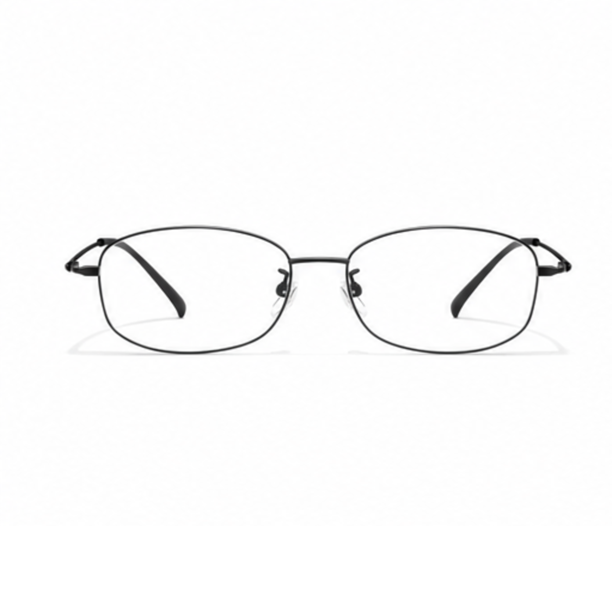 Black women's small-fit ultra-light alloy and titanium square full-rim glasses, front product view