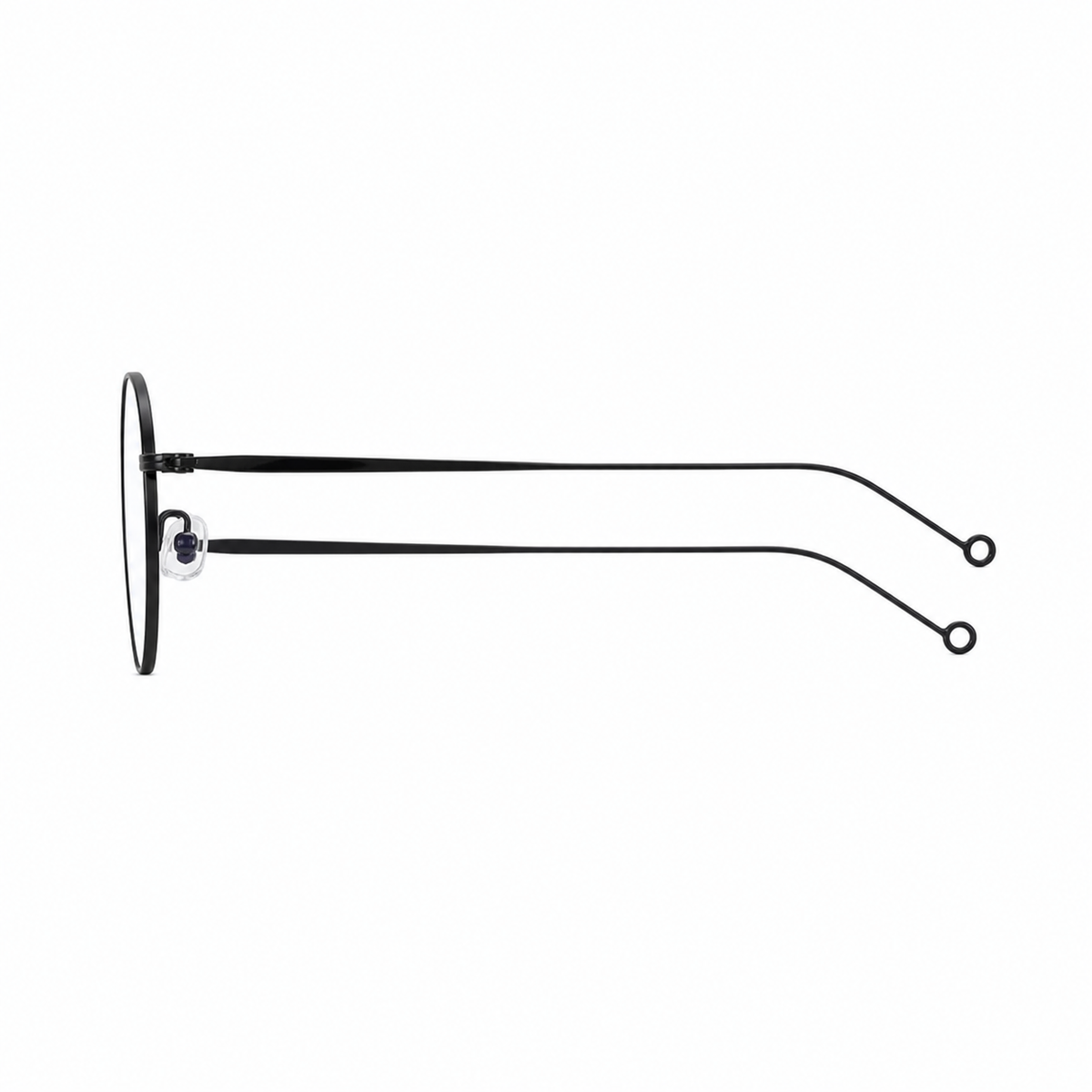 Black small-fit wire full-rim glasses, side-profile product view