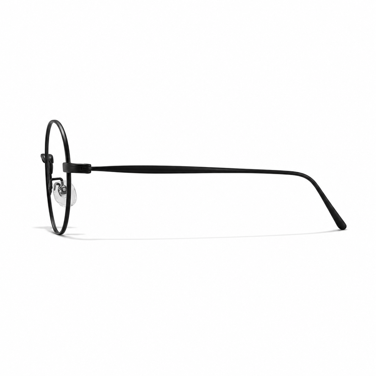 Black women's ultra-light semi-titanium oval full-rim glasses, side-profile product view