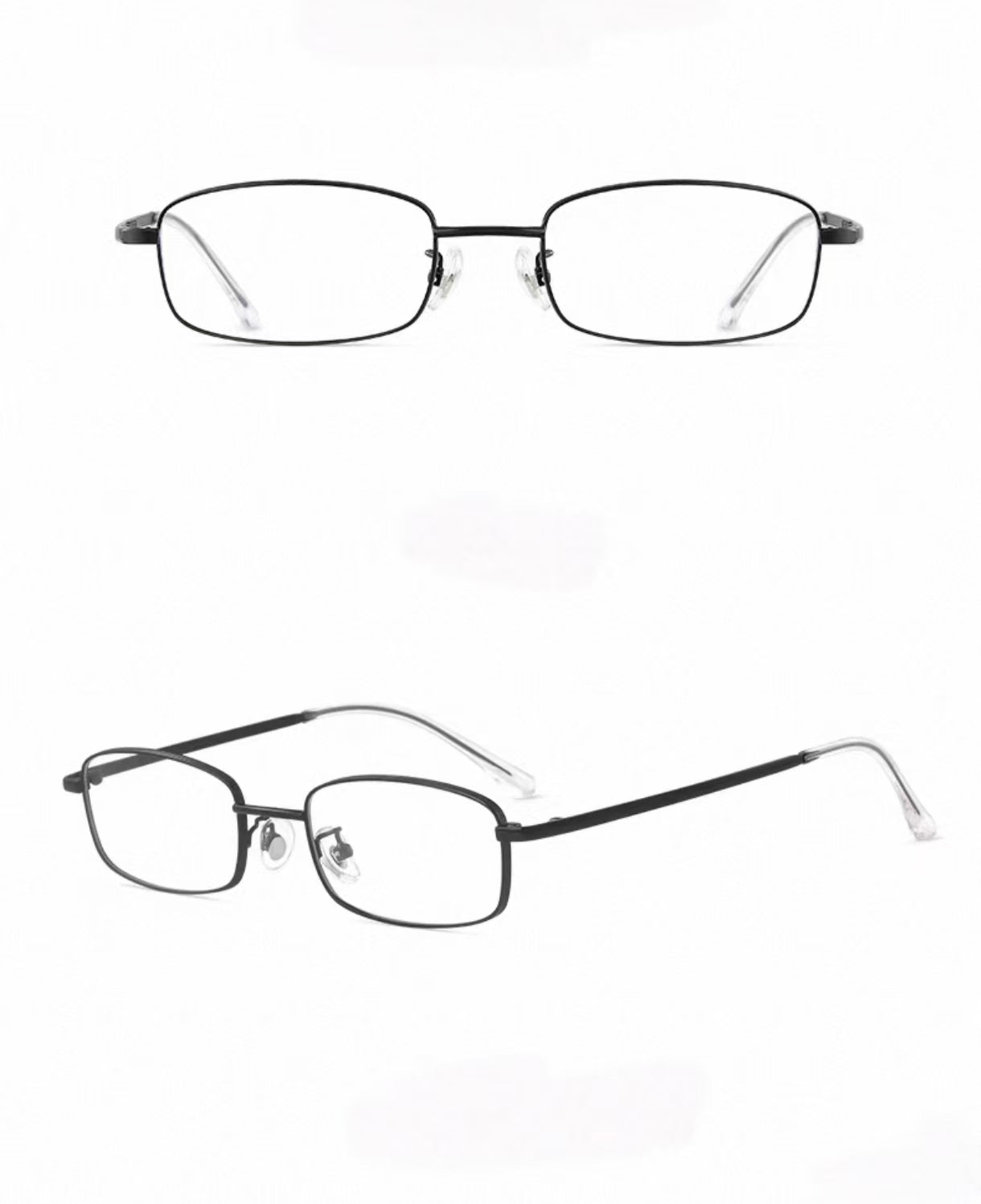 Men’s Japanese Ultra-Light Silver Small Rectangle High Prescription Glasses
