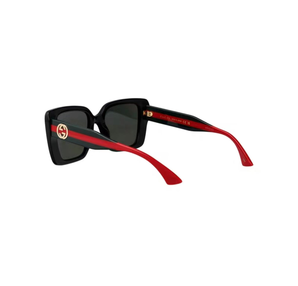 Black rear 45-degree product view of Gucci Square frame sunglasses