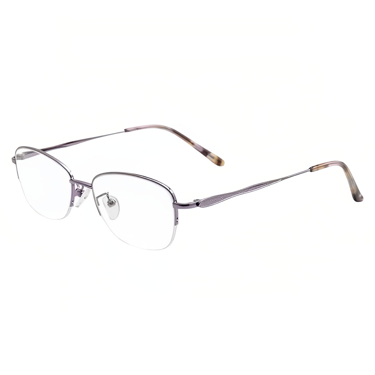 Purple rectangular semi-rimless eyeglass frame, product view