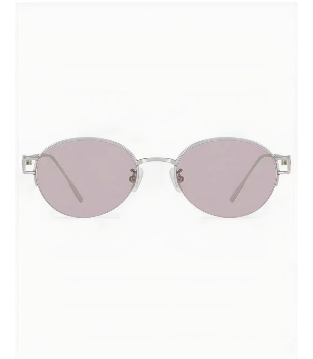 Women’s Nude Pink semi-rimless oval sunglasses, front and three-quarter views