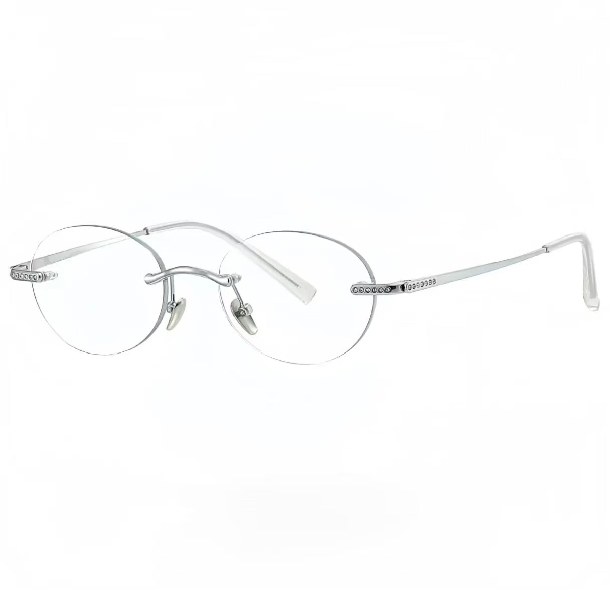 Unisex Alloy Oval Rimless Glasses