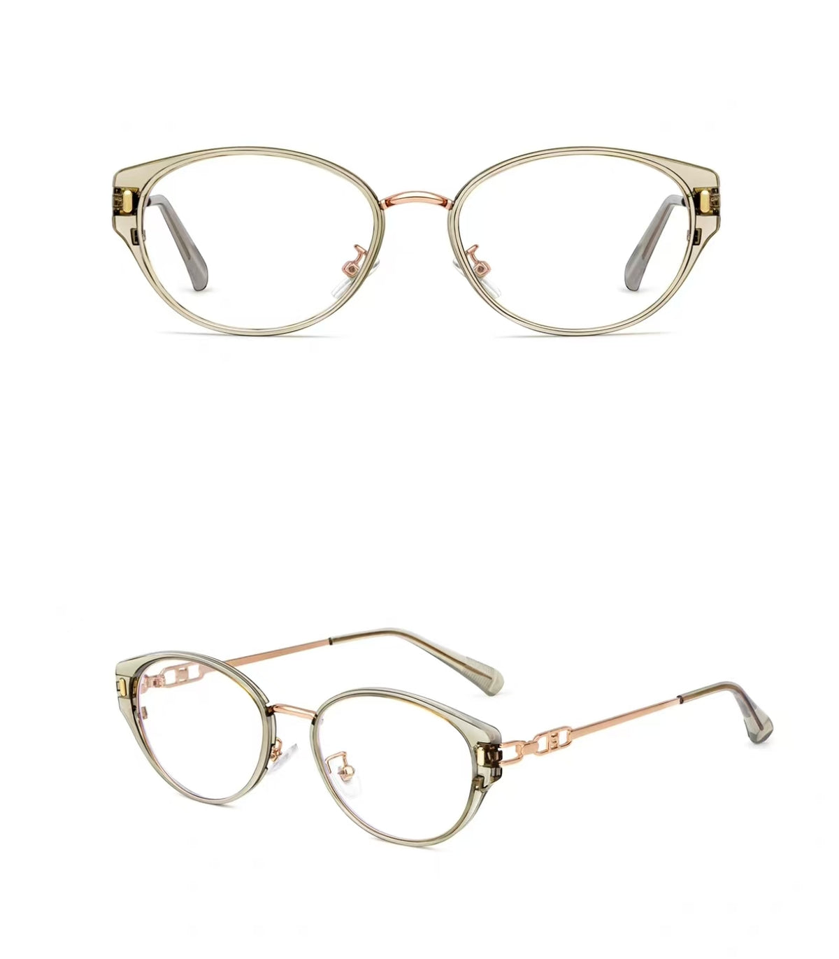 Olive Green cat-eye full-rim eyeglass frame, product view
