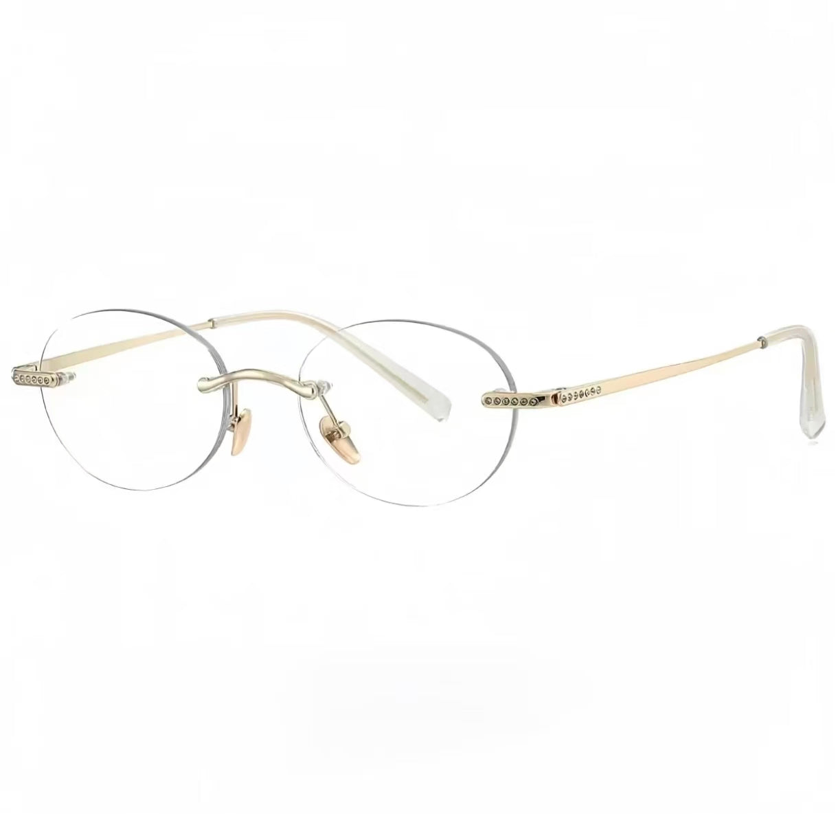 Unisex Alloy Oval Rimless Glasses