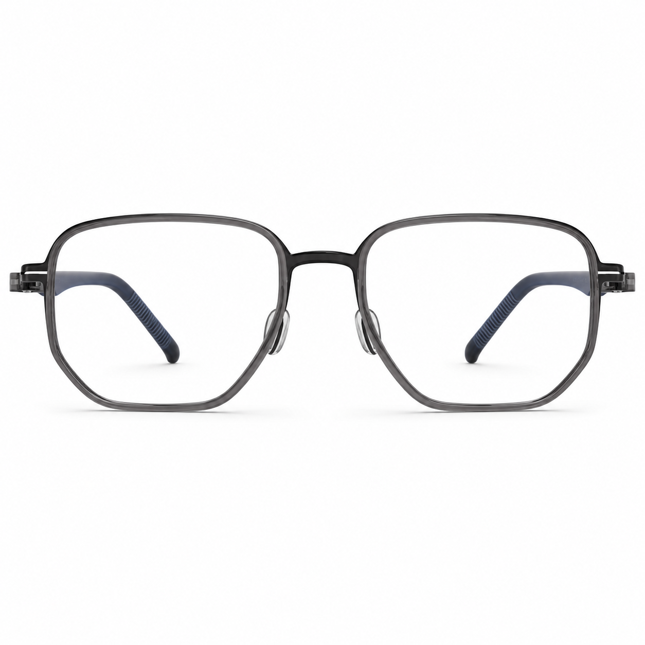 Charcoal Gray ultra-light titanium and TR90 full-rim glasses, front product view
