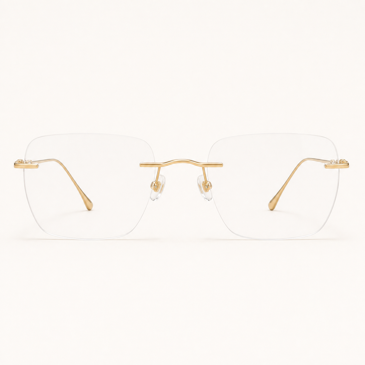 Gold titanium rimless soft-square eyeglasses, straight-on product view