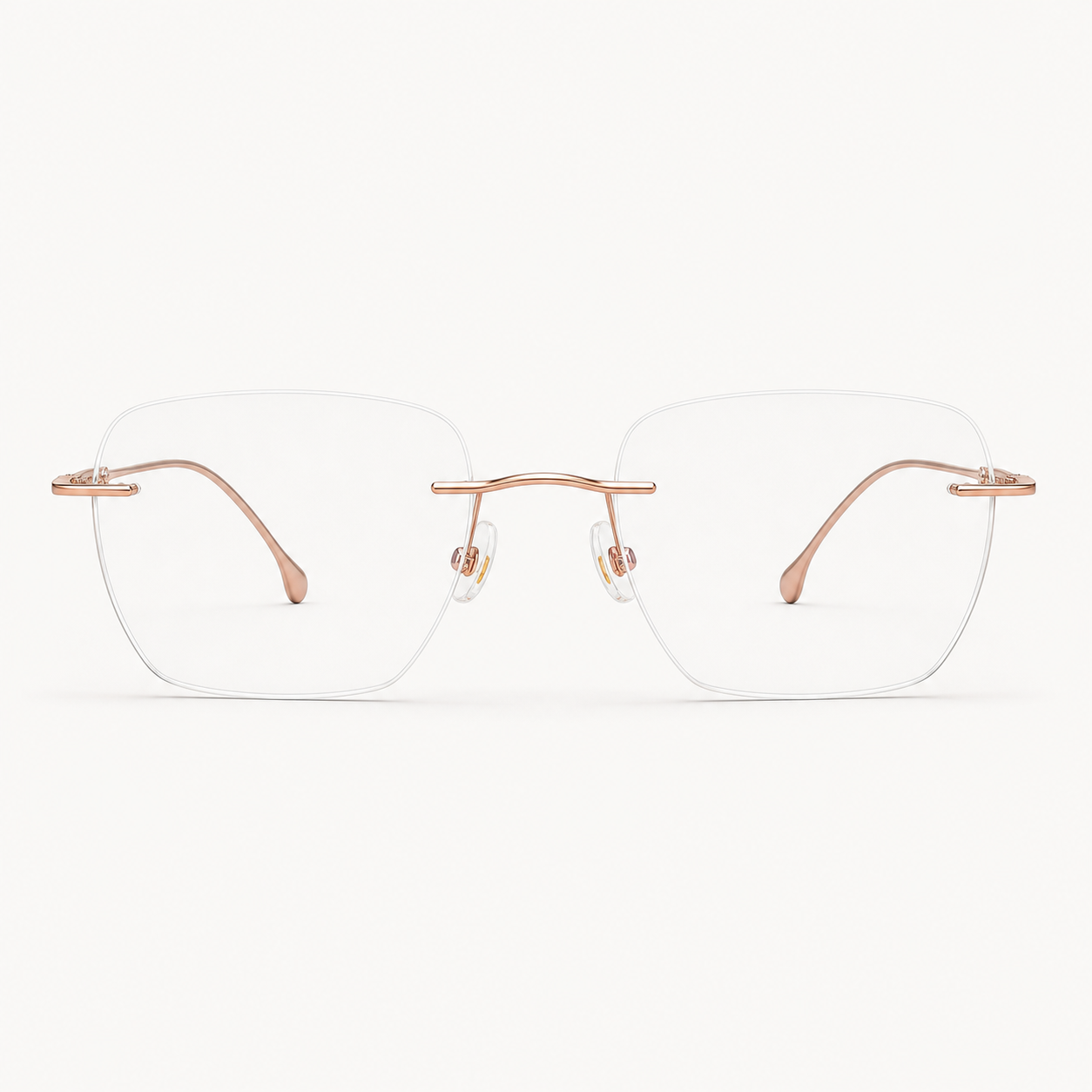Rose Gold titanium rimless soft-square eyeglasses, straight-on product view
