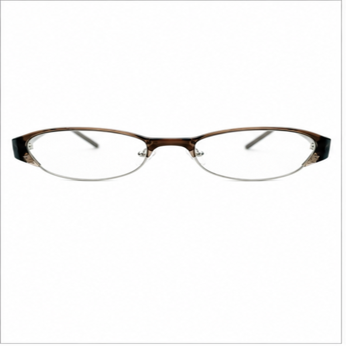 Coffee Brown unisex minimalist TR and alloy semi-rimless glasses, front product view