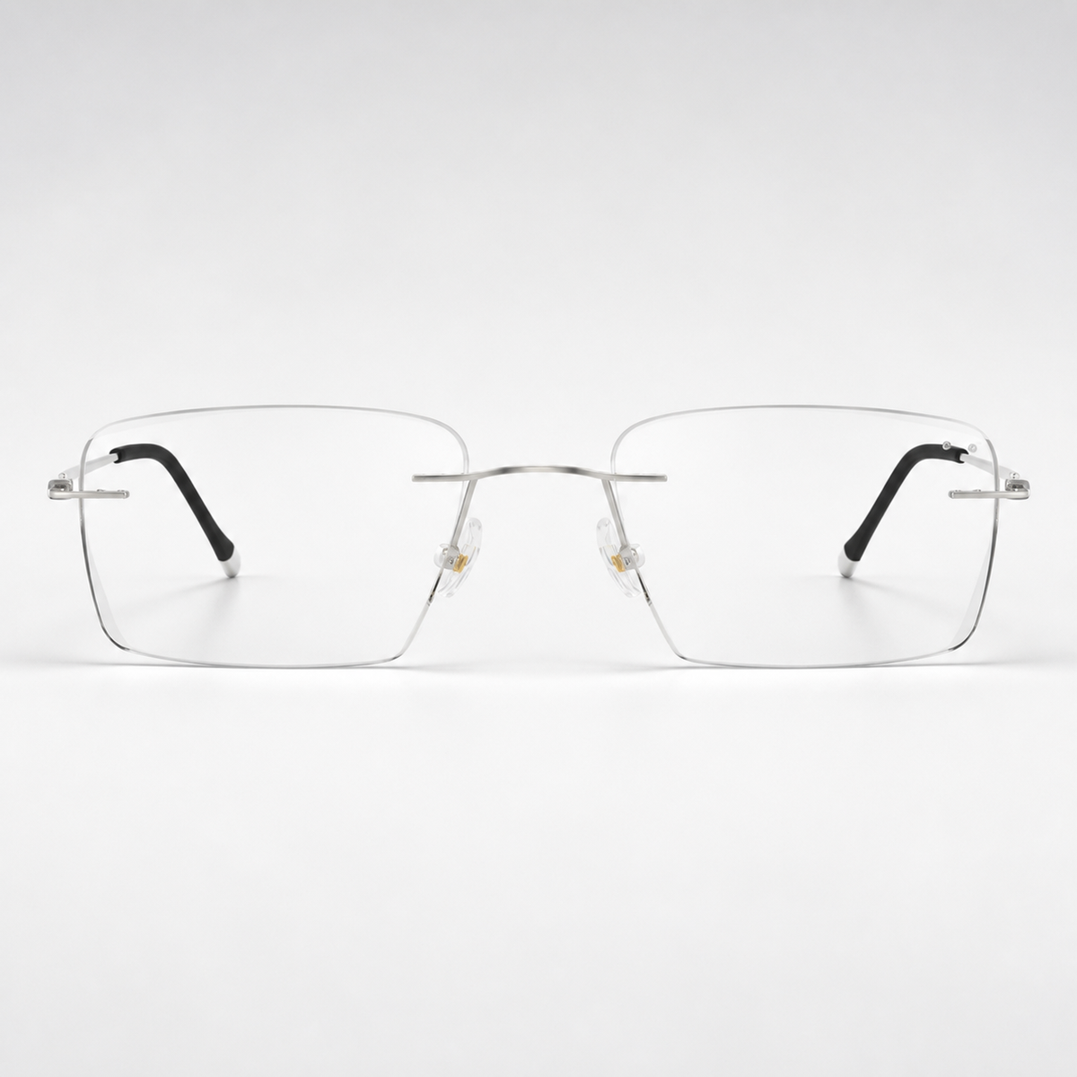 Default titanium rimless rectangular eyeglasses, straight-on product view