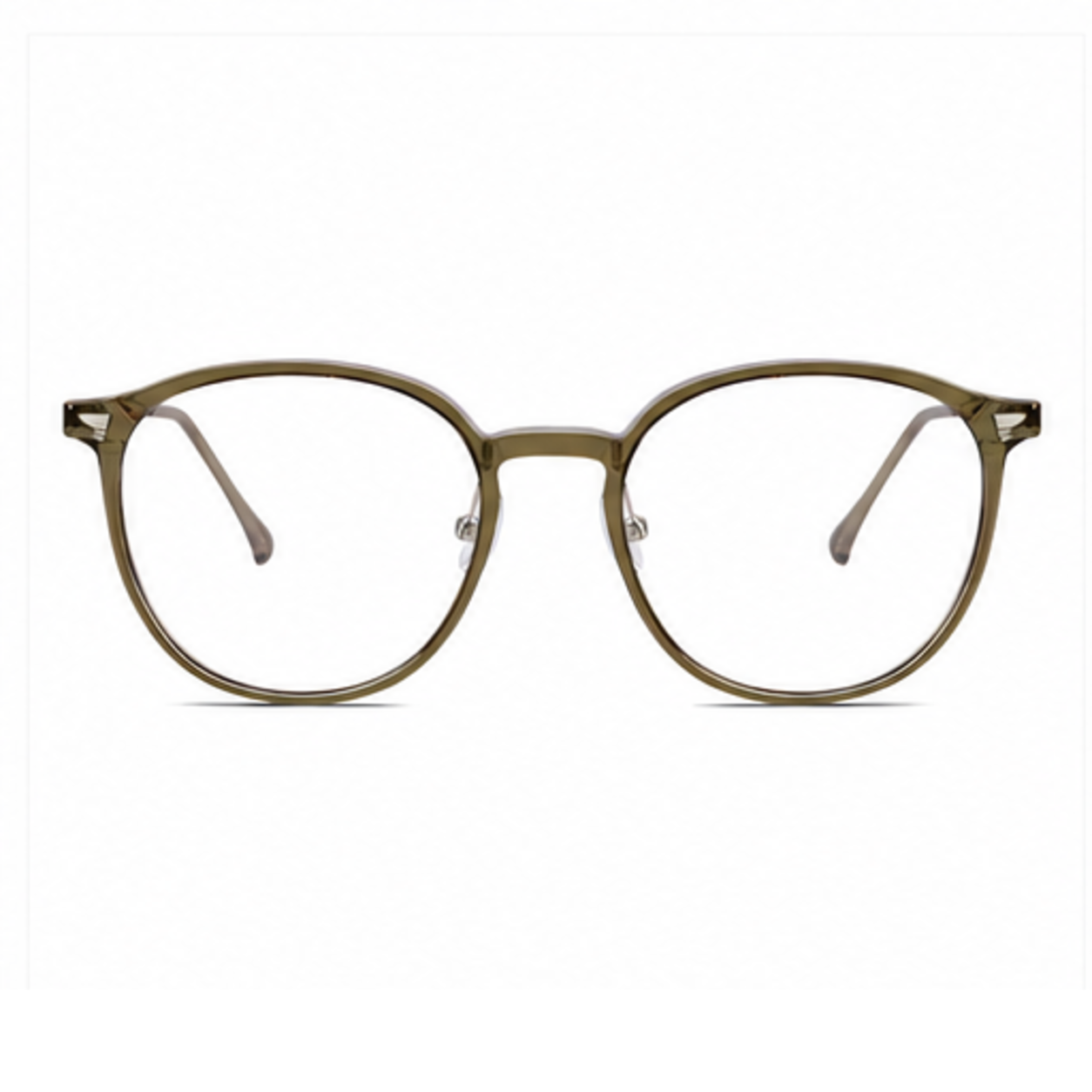 Cool Tea Brown women's TR90 and alloy soft-square full-rim glasses, front product view