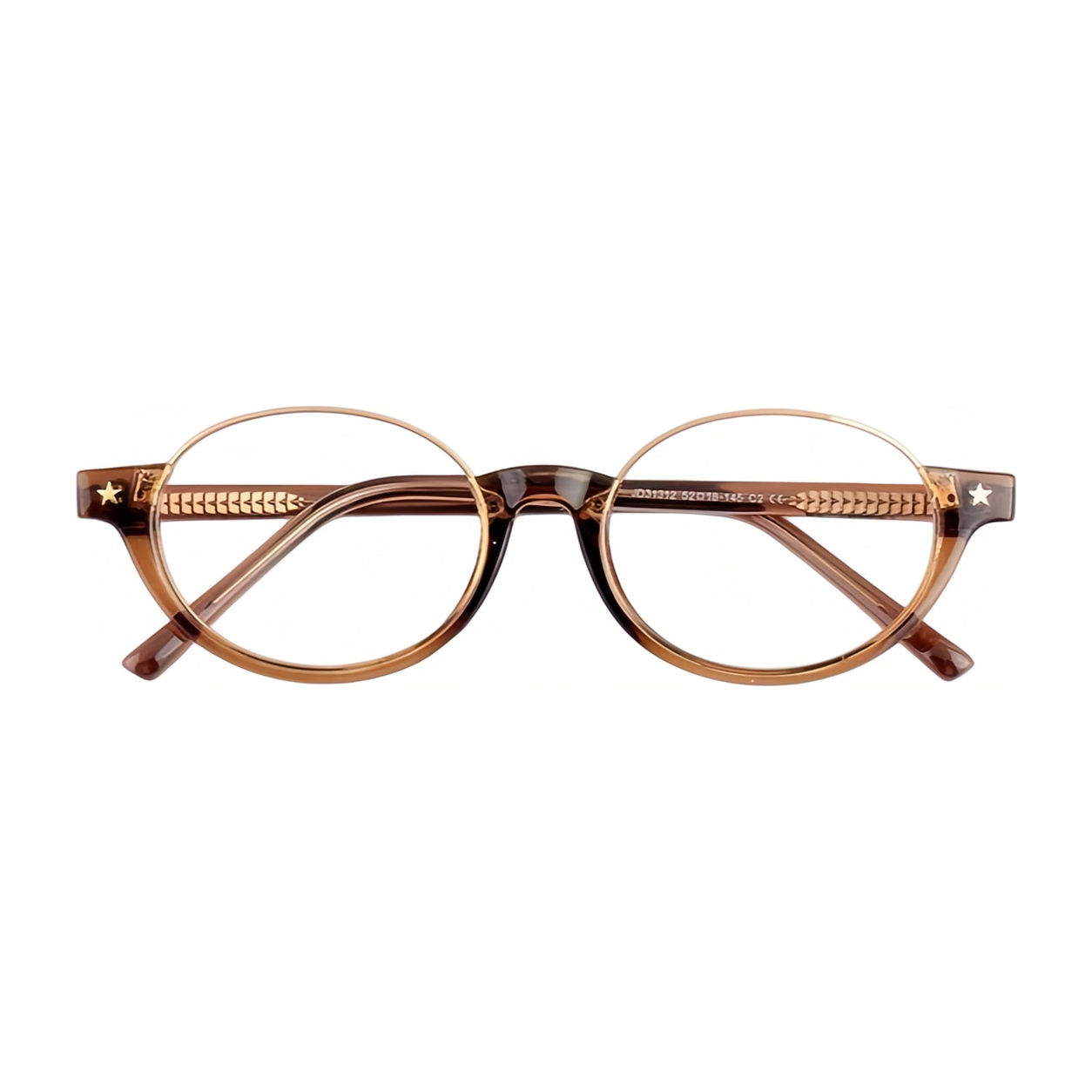 Crystal Brown TR and metal semi-rimless eyeglass frame, front product view