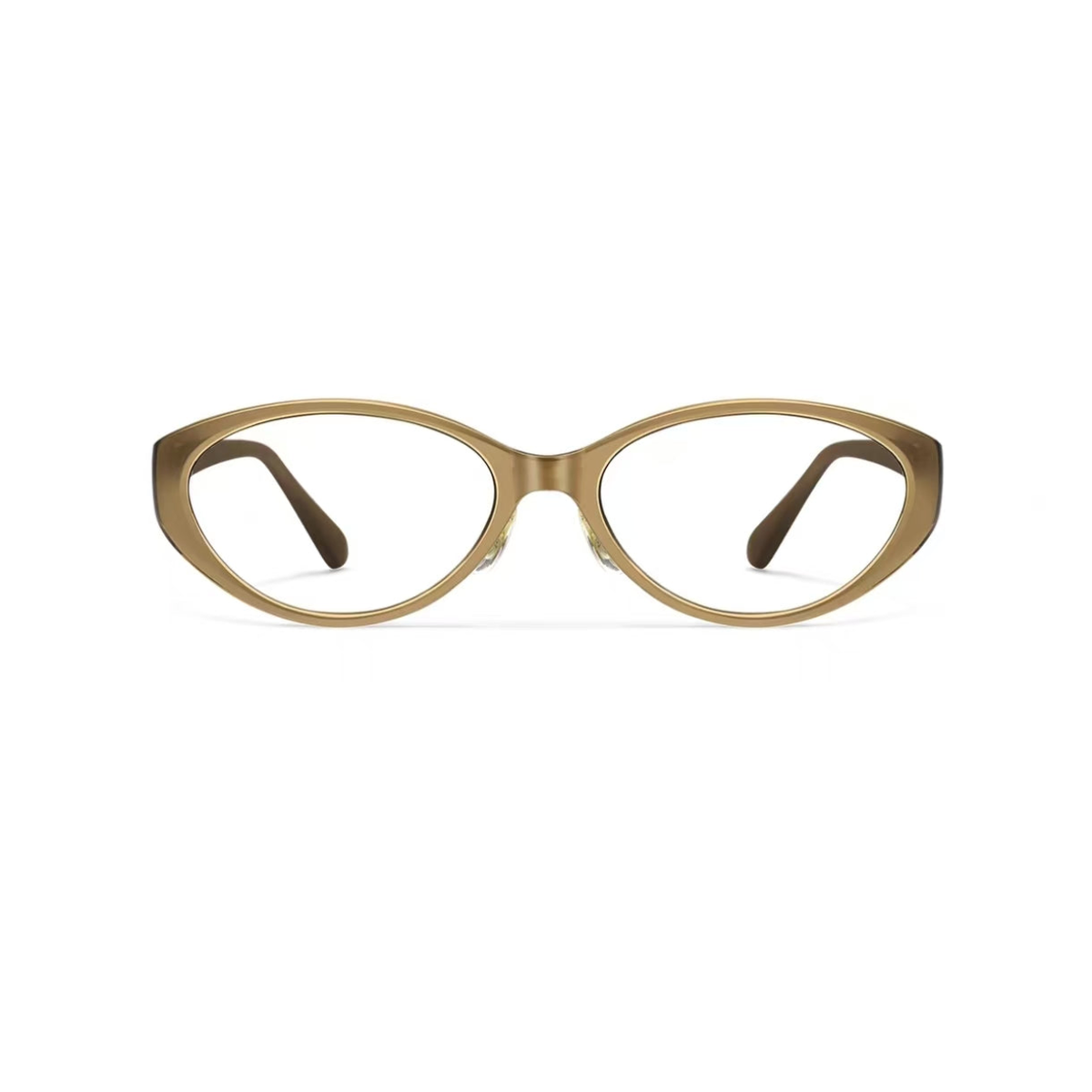 Crystal Brown women's retro TR90 oval cat-eye full-rim glasses, front product view