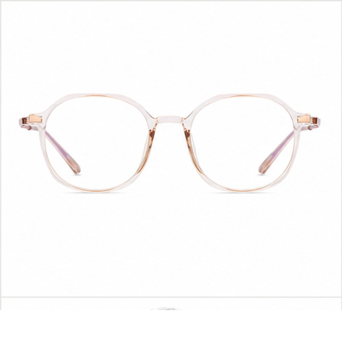 Crystal Brown women's TR90 and alloy rounded-polygon full-rim glasses, front product view