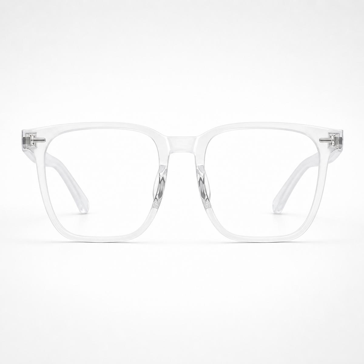 Crystal Clear TR90 oversized square full-rim glasses, front product view