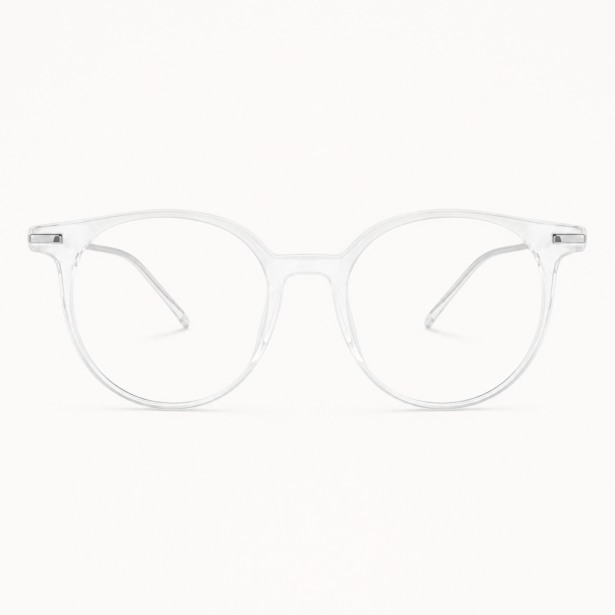 Crystal Clear unisex TR90 round full-rim glasses, front product view