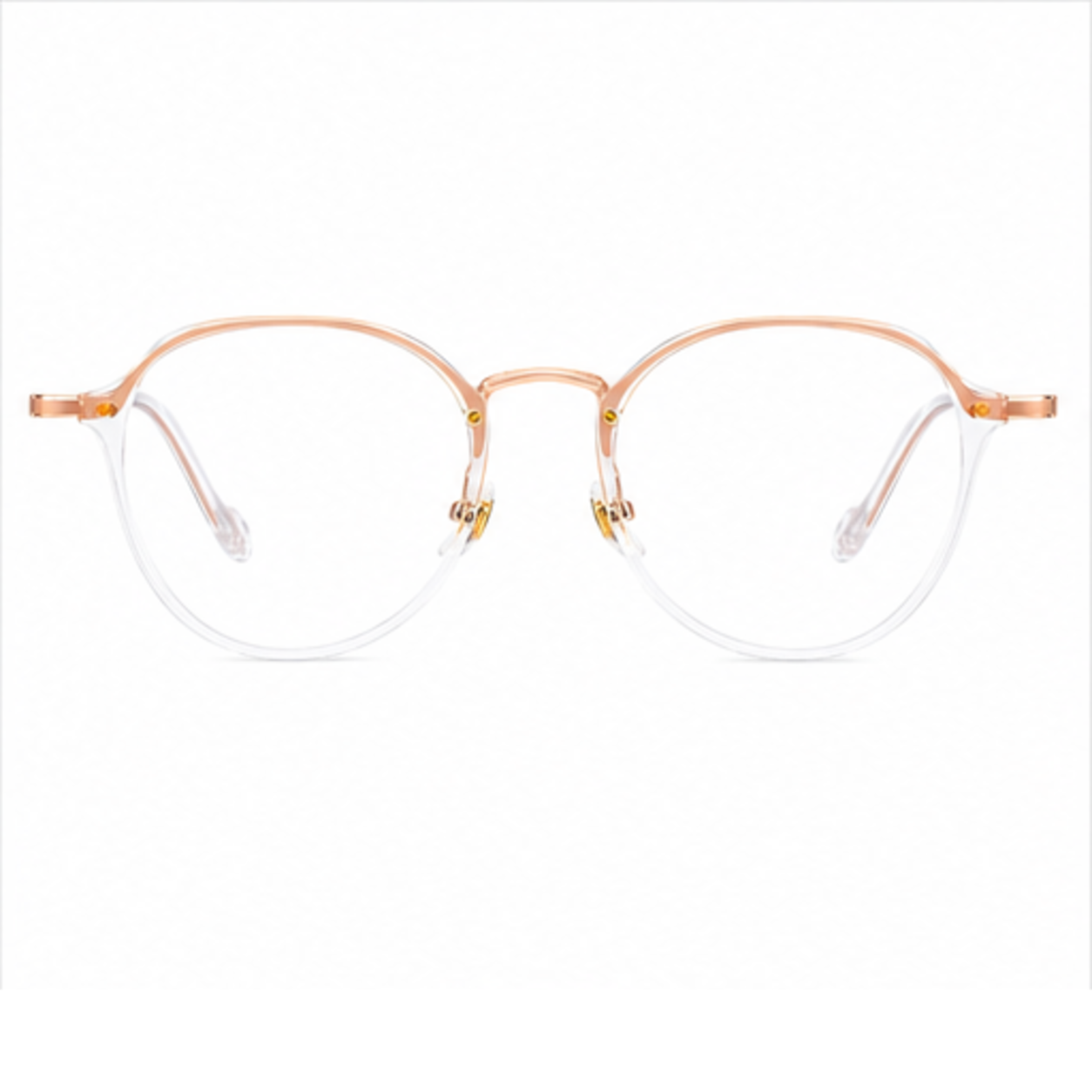 Crystal Clear unisex ultra-light TR90 and alloy rounded full-rim glasses, front product view