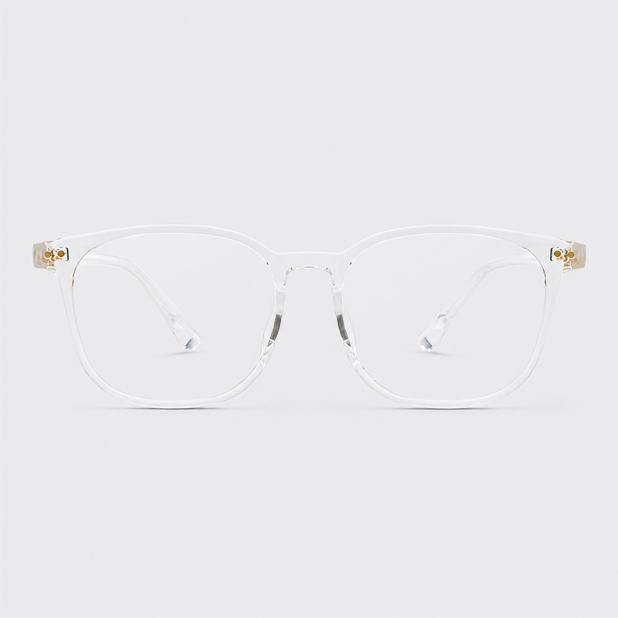 Crystal Clear unisex ultra-light TR90 softened-square full-rim glasses, front product view