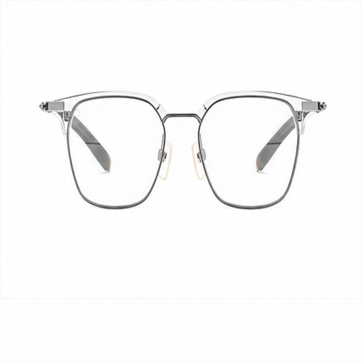 Crystal Clear unisex vintage classic pure titanium semi-rimless glasses, front product view