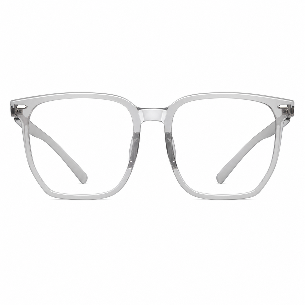 Crystal Gray TR90 oversized square full-rim glasses, front product view