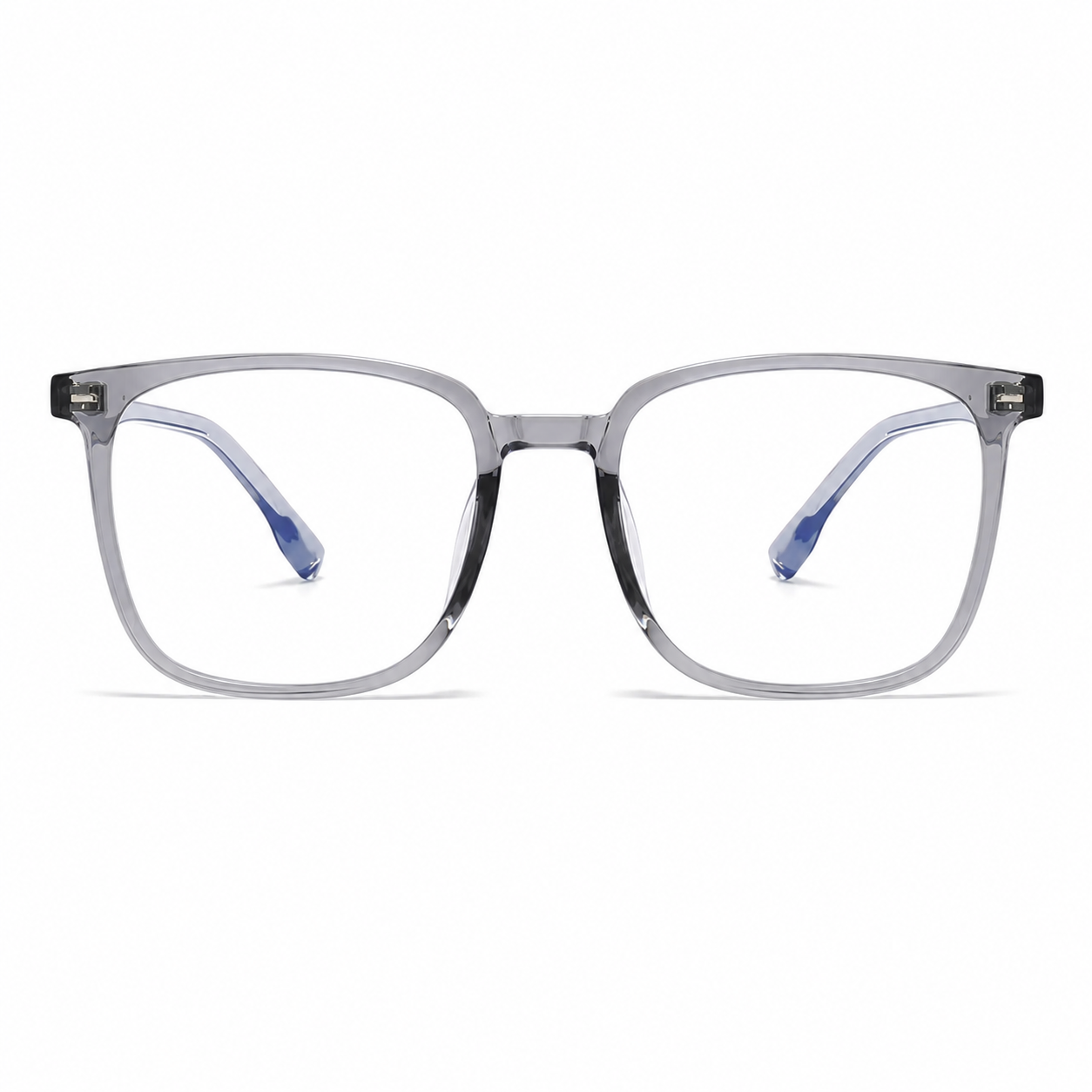 Crystal Gray TR90 ultra-light softly squared full-rim glasses, front product view