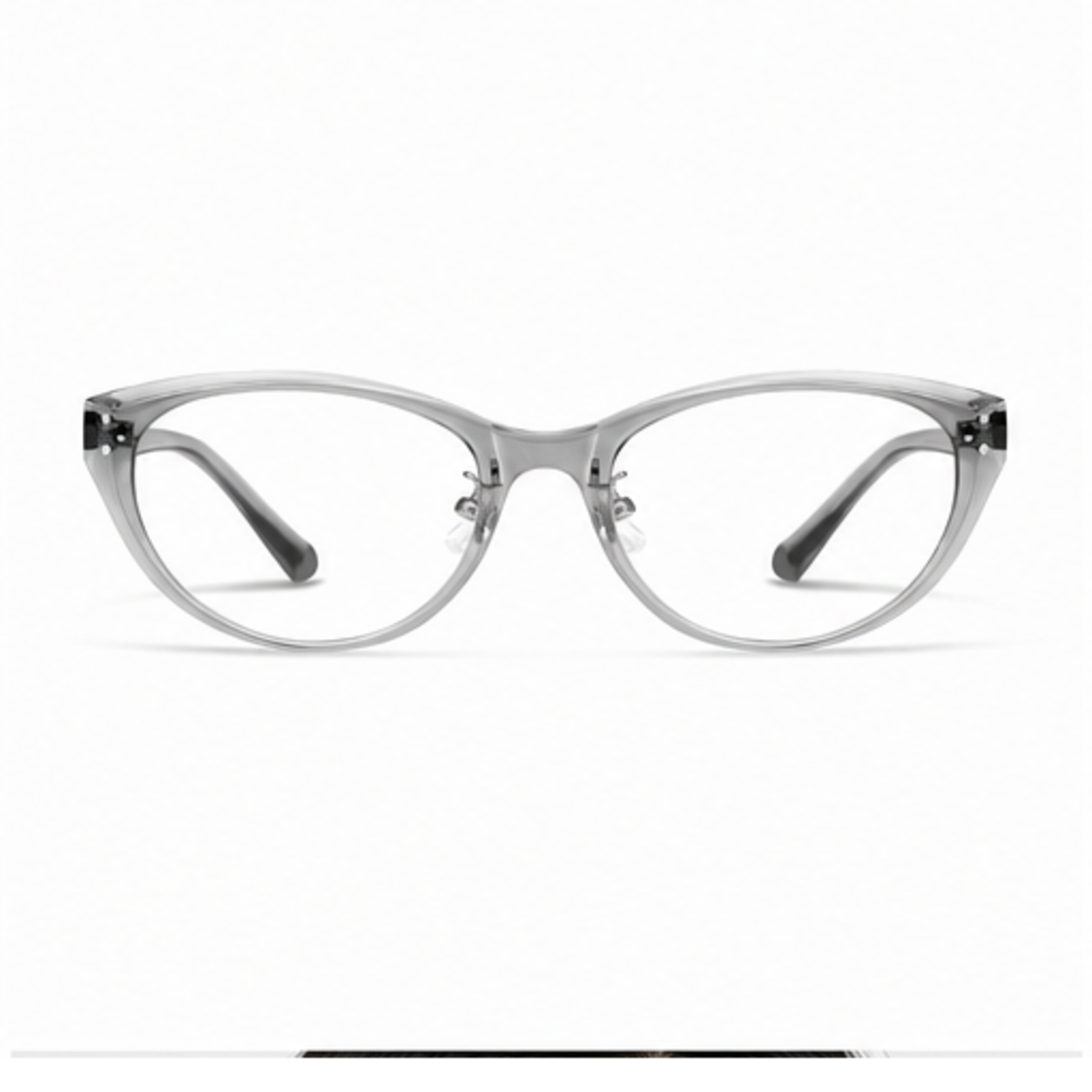 Crystal Gray women's retro TR90 cat-eye full-rim glasses, front product view