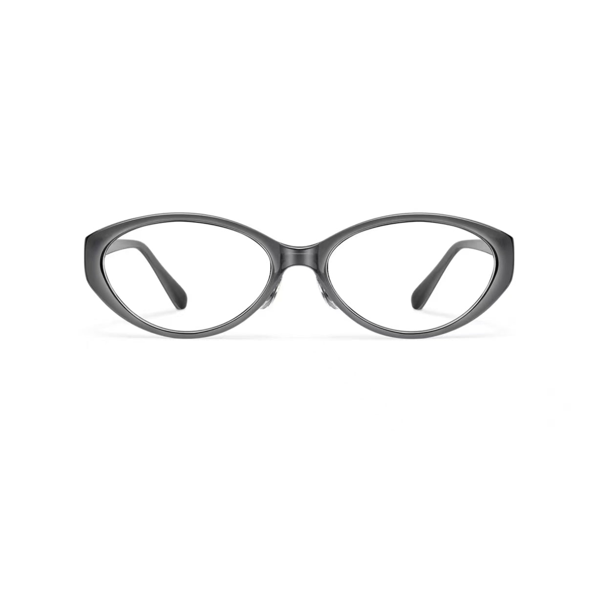 Crystal Gray women's retro TR90 oval cat-eye full-rim glasses, front product view