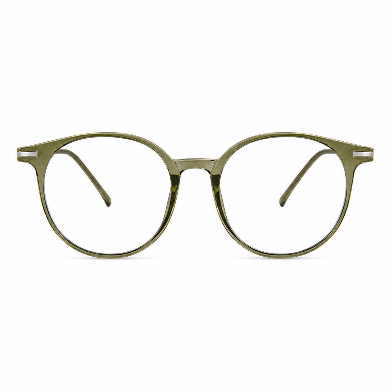 Crystal Green unisex TR90 round full-rim glasses, front product view