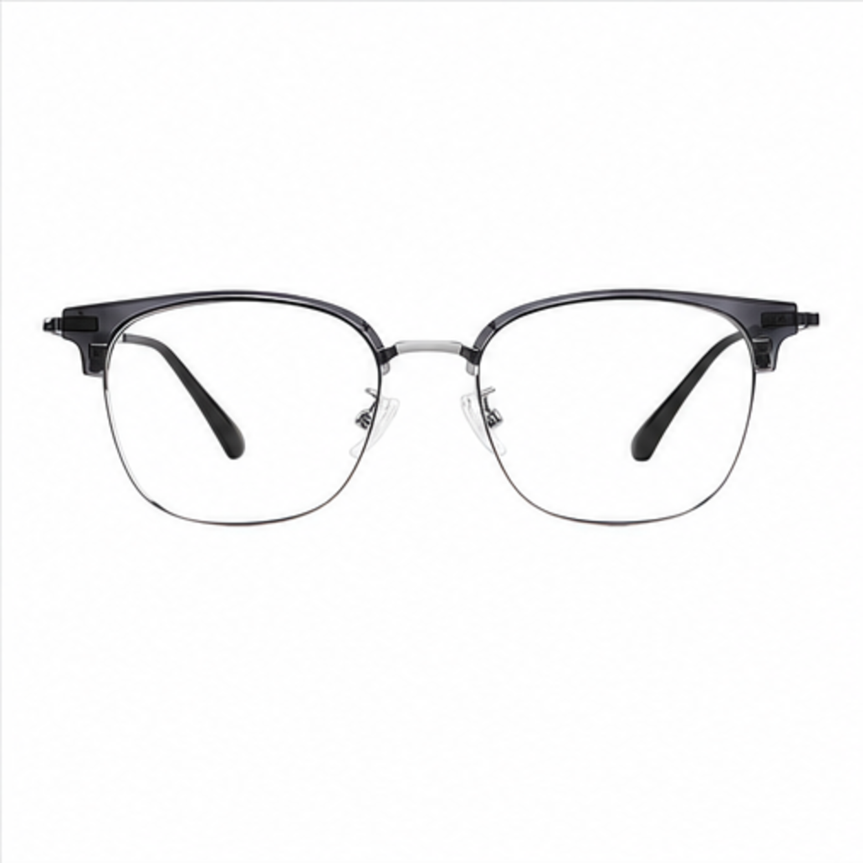 Crystal Grey/Silver men's TR-and-titanium 53 mm semi-rimless glasses, front product view
