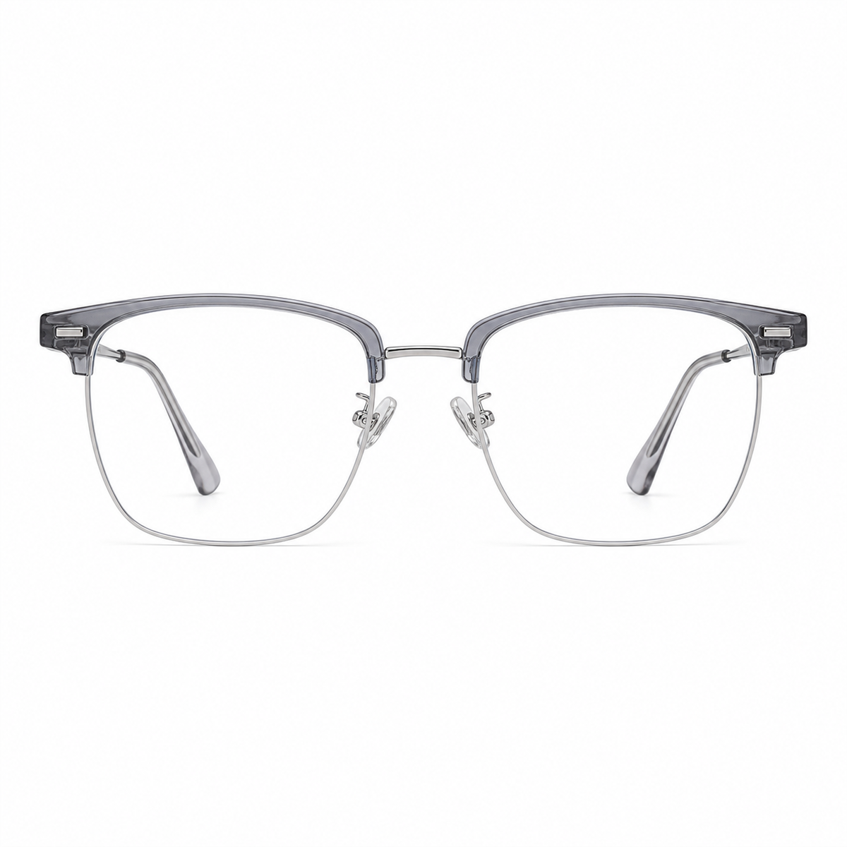 Crystal Grey/Silver TR brow semi-rimless glasses, front product view