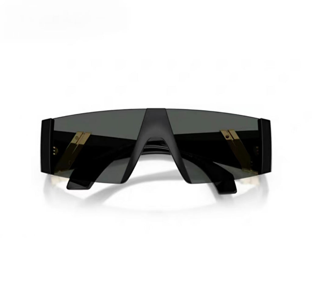 Black rear product view of Versace 0VE4516 Rimless Shield Trendy Casual Sunglasses