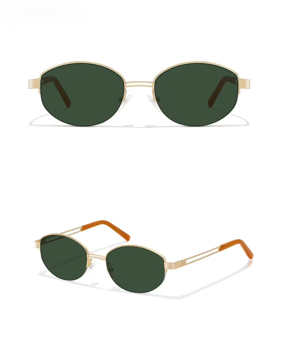 Women’s Metal Small Oval UV400 Sunglasses