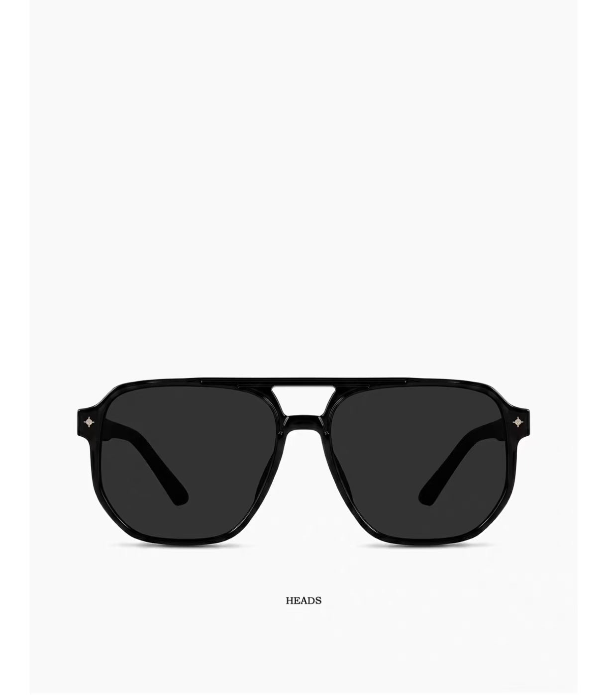 Women’s Black full-rim double-bridge square sunglasses, front view