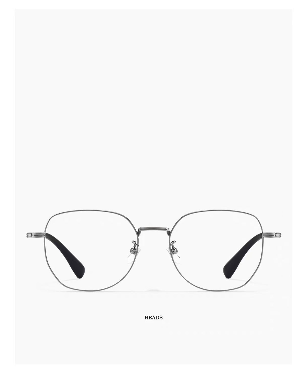 Gray men's retro oversized titanium full-rim glasses, front product view