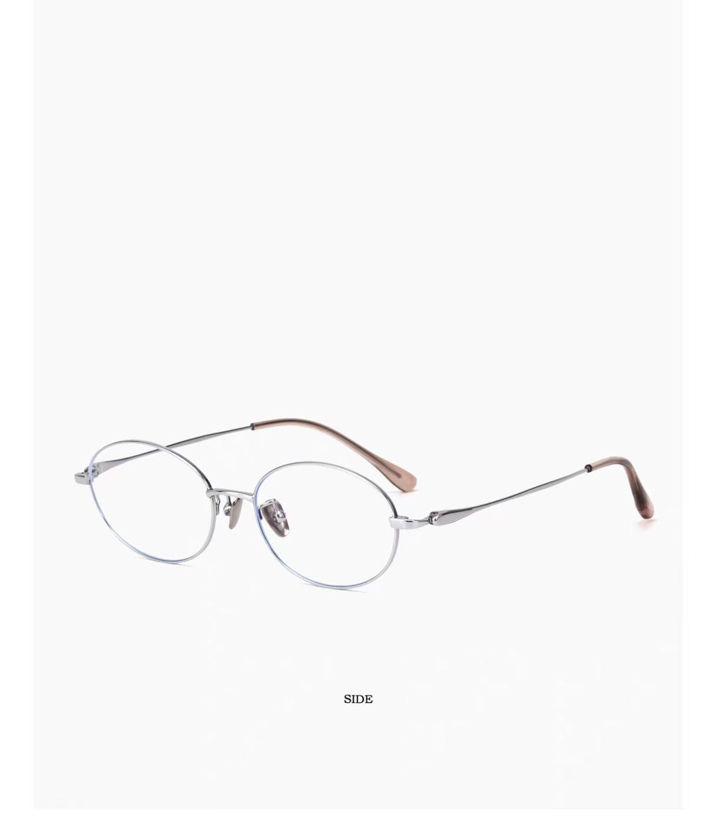 Women’s Ultra-Light Titanium Small Oval Anti-Blue Light High Prescription Glasses