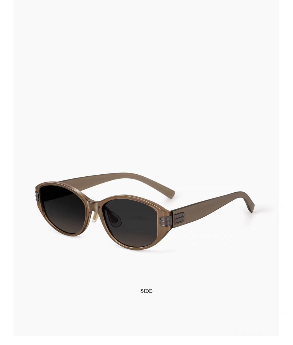 Mocha Brown Men's TR90 Narrow Cat-Eye UV400 Sunglasses, 45-degree product view