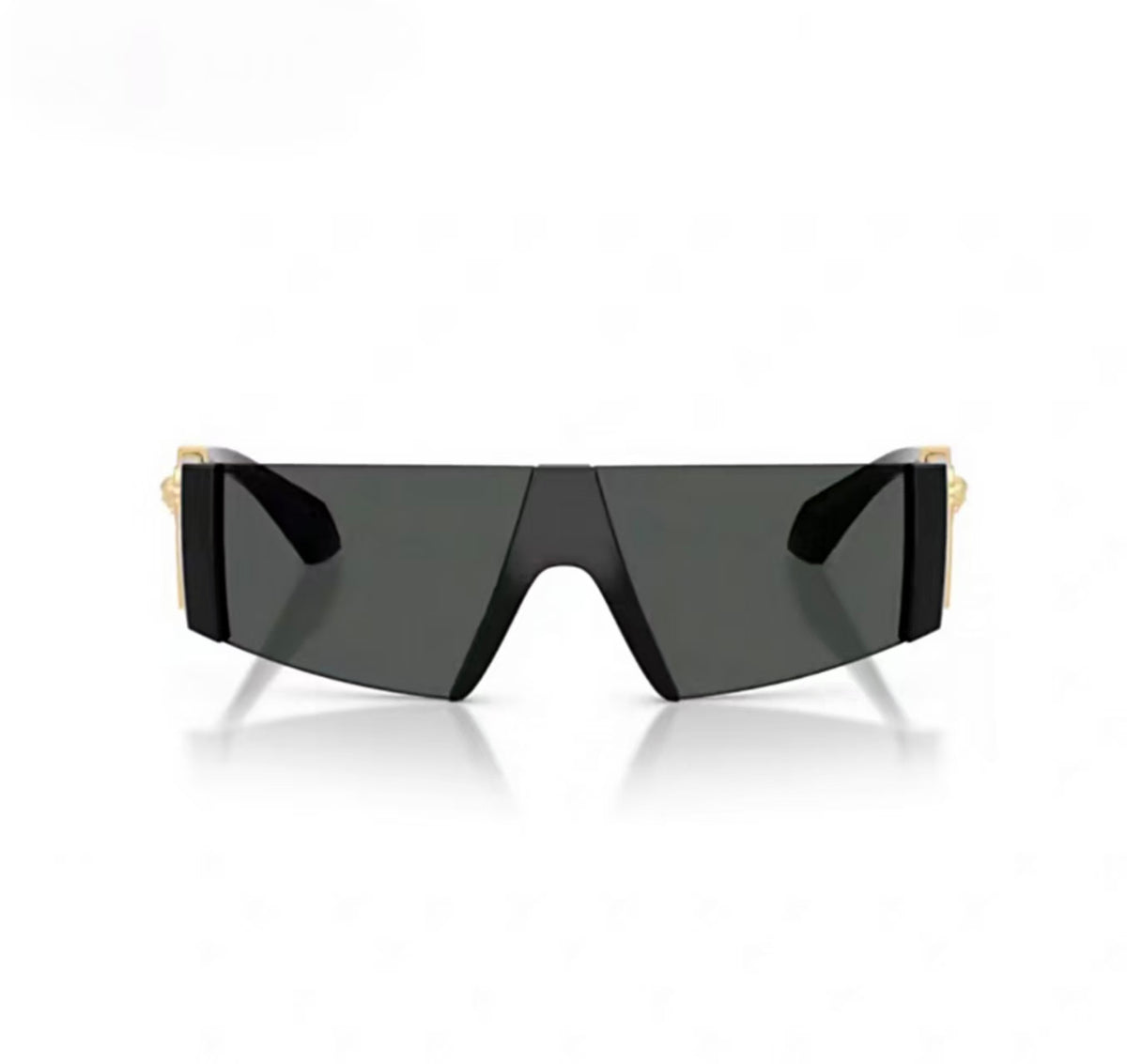 Black front product view of Versace 0VE4516 Rimless Shield Trendy Casual Sunglasses