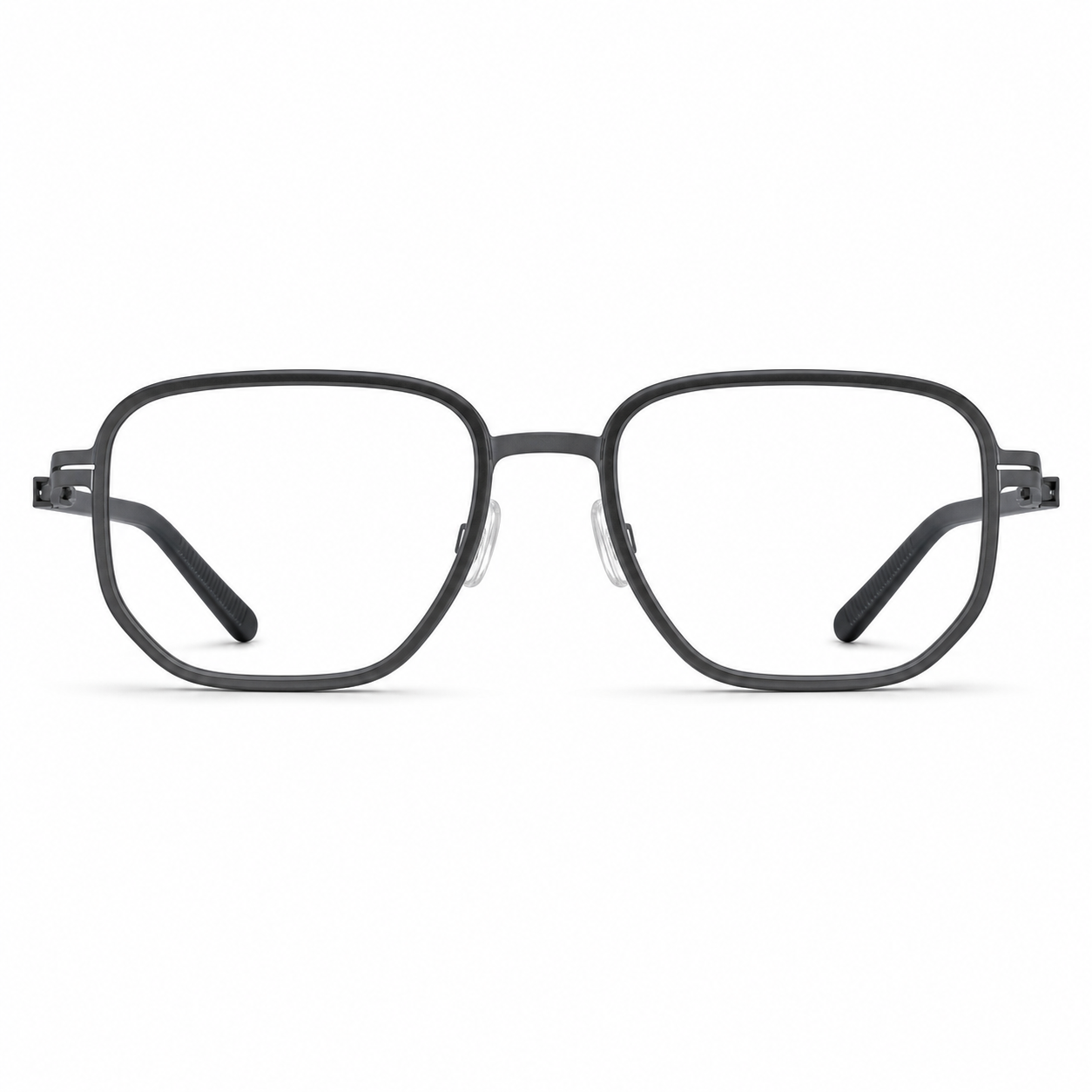 Dark Gray ultra-light titanium and TR90 full-rim glasses, front product view