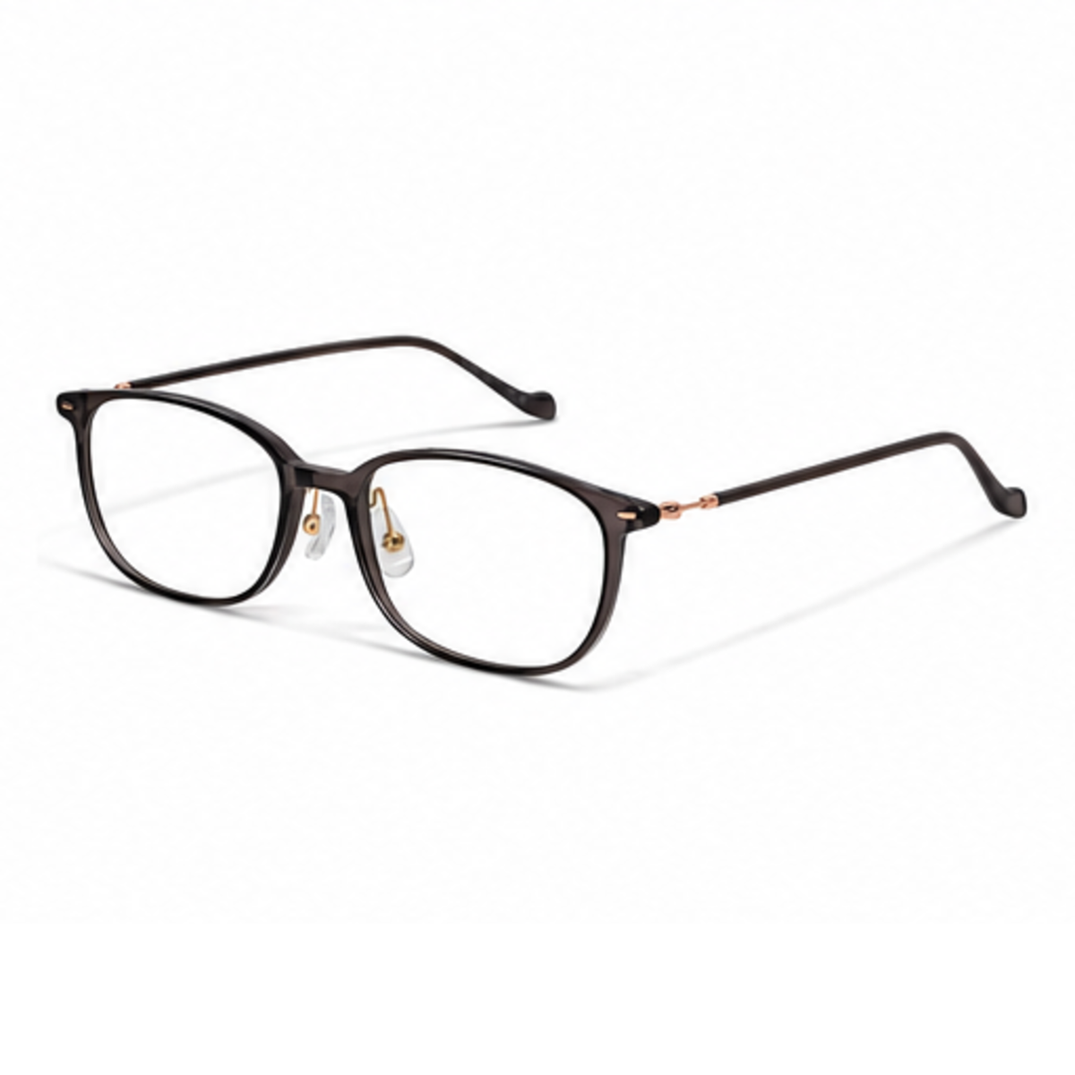Dark Gray women's small-fit TR90 square full-rim glasses, 45-degree product view