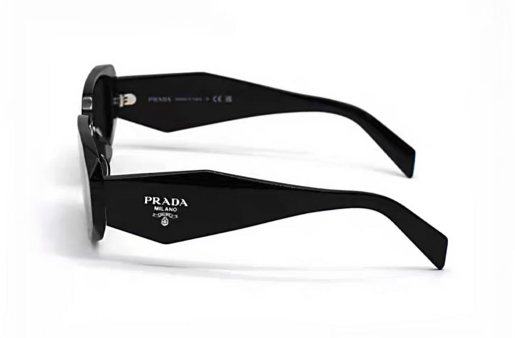 Black Prada Unisex Acetate Wide-Temple Sunglasses, side profile product view