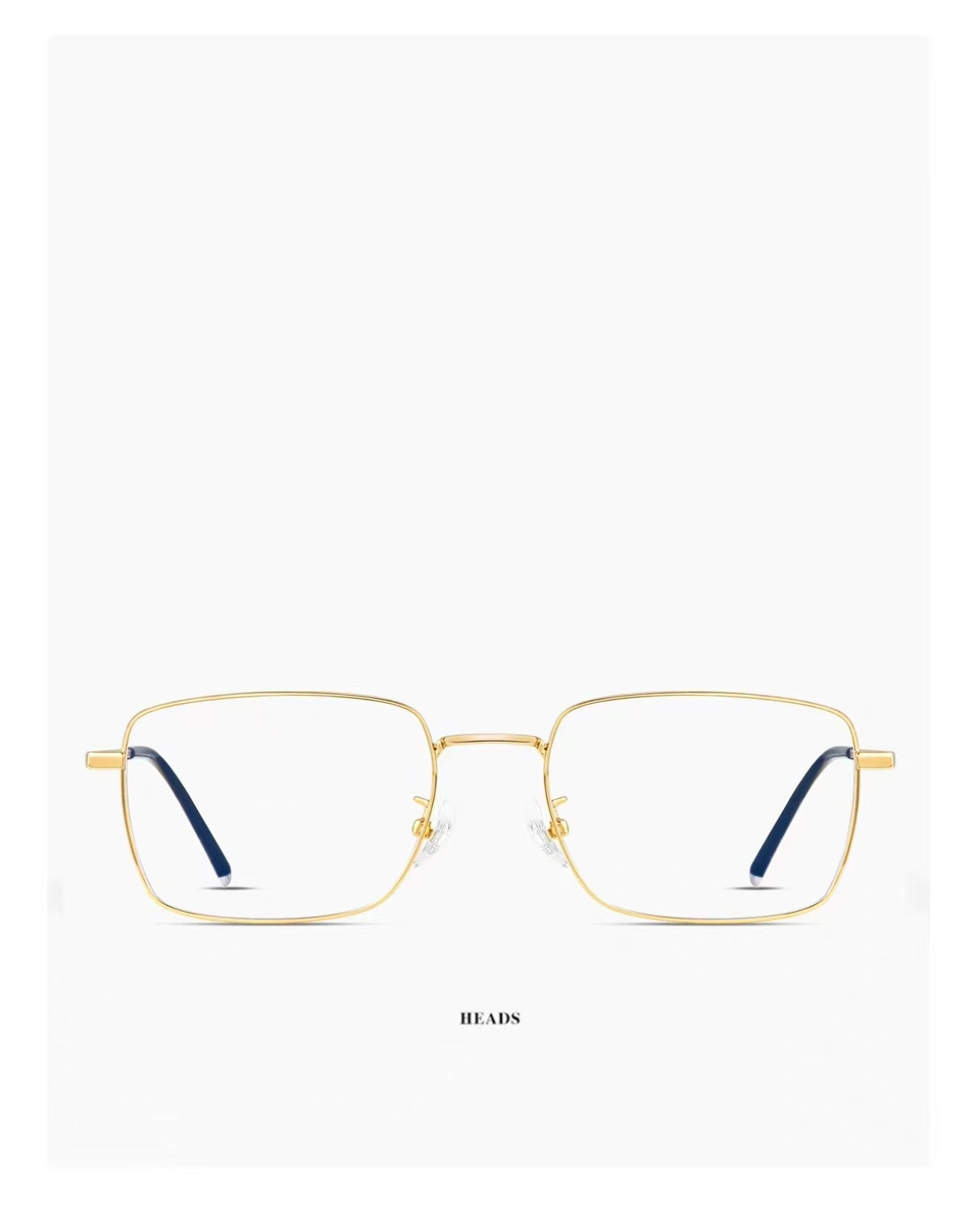 Gold pure titanium square full-rim eyeglass frame, front view