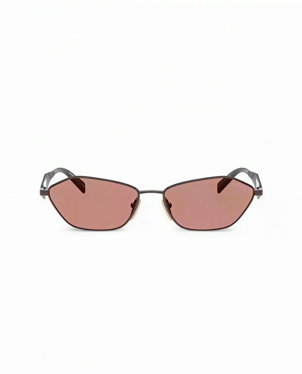 Brown unisex metal geometric sunglasses, front view